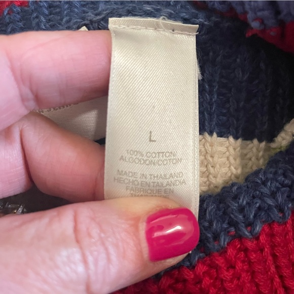 Liz Claiborne LizWear Jeans Vintage High Neck Cable Knit Striped Sweater Size L - Picture 5 of 6
